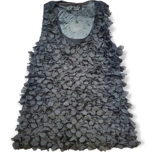 P. Luca Black Layered Sleeveless Flutter Blouse Size Large